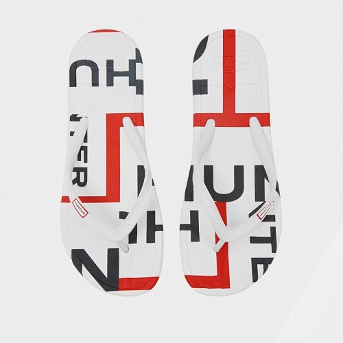 Hunter Original Exploded Logo Flip Flops For Mens - NZ A3297